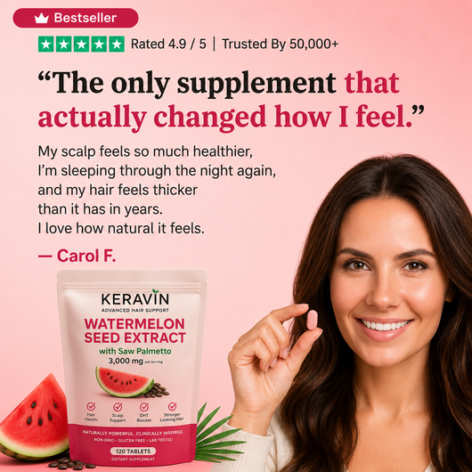 KERAVIN Hair Growth & Density Formula | Watermelon Seed Extract + Saw Palmetto | Supports Thicker, Fuller-Looking Hair & Healthy Scalp | 120 Tablets